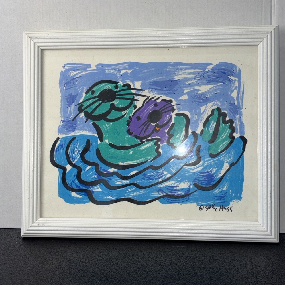 Swimming Otters By Sally Huss- Artist To The Stars  9x11 Signed Print Cool Color